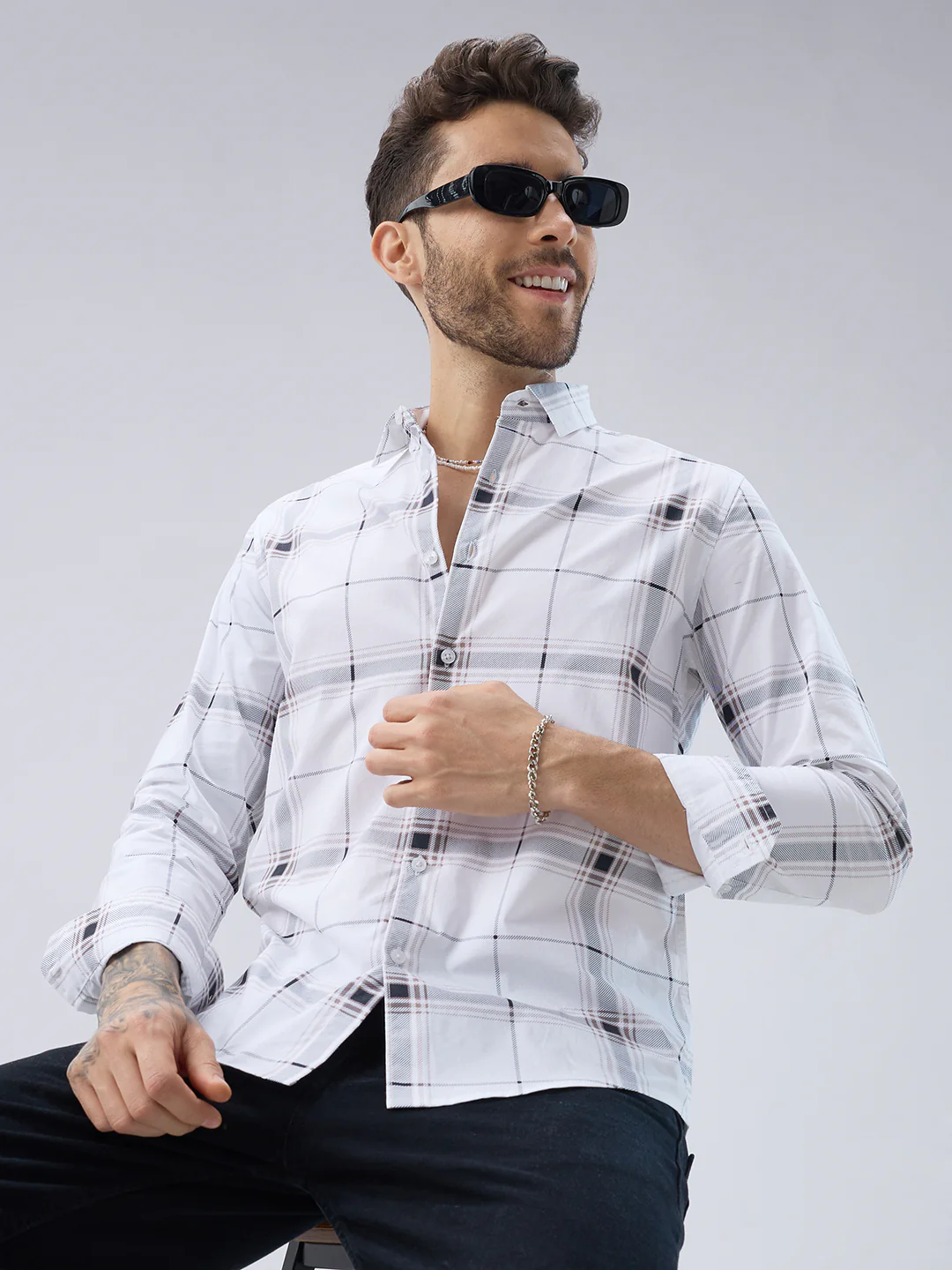 Morning Brew Neutral Checks Shirt