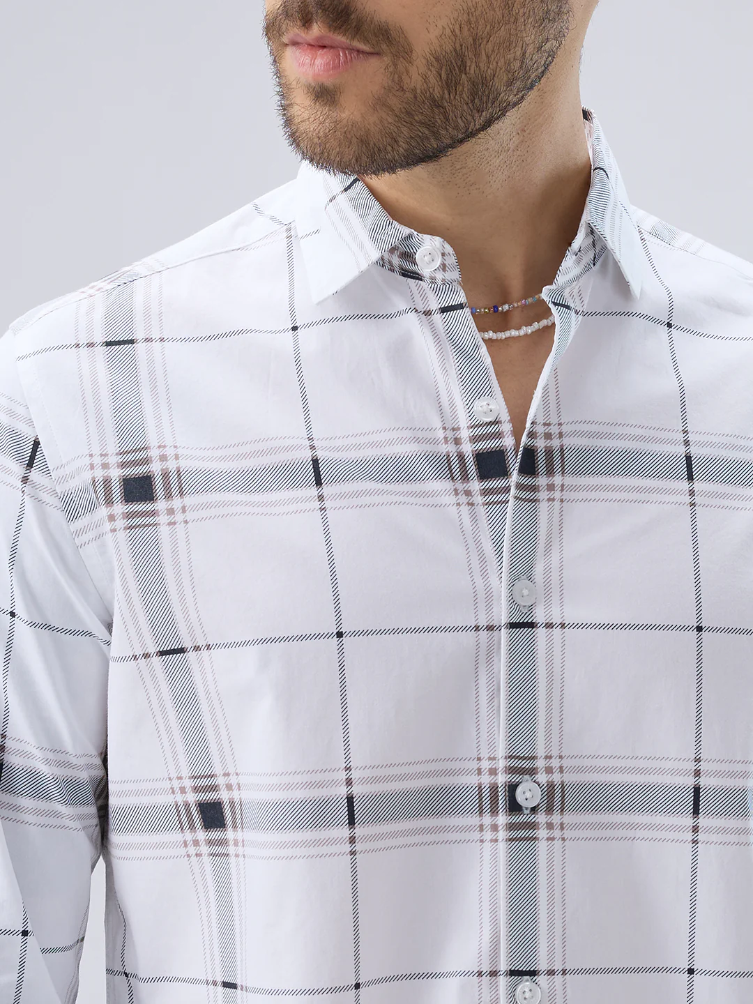 Morning Brew Neutral Checks Shirt - Image 3