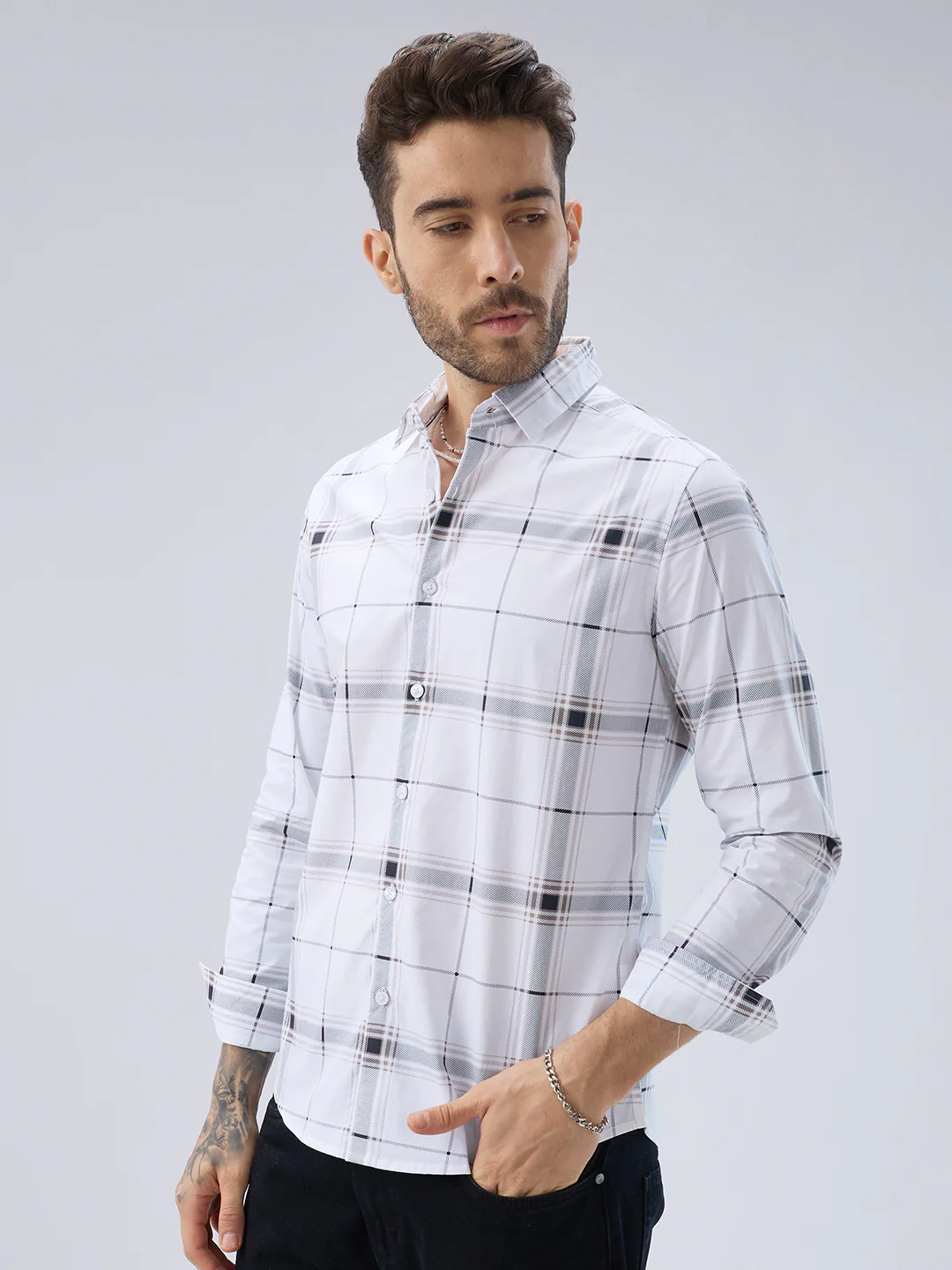 Morning Brew Neutral Checks Shirt - Image 5