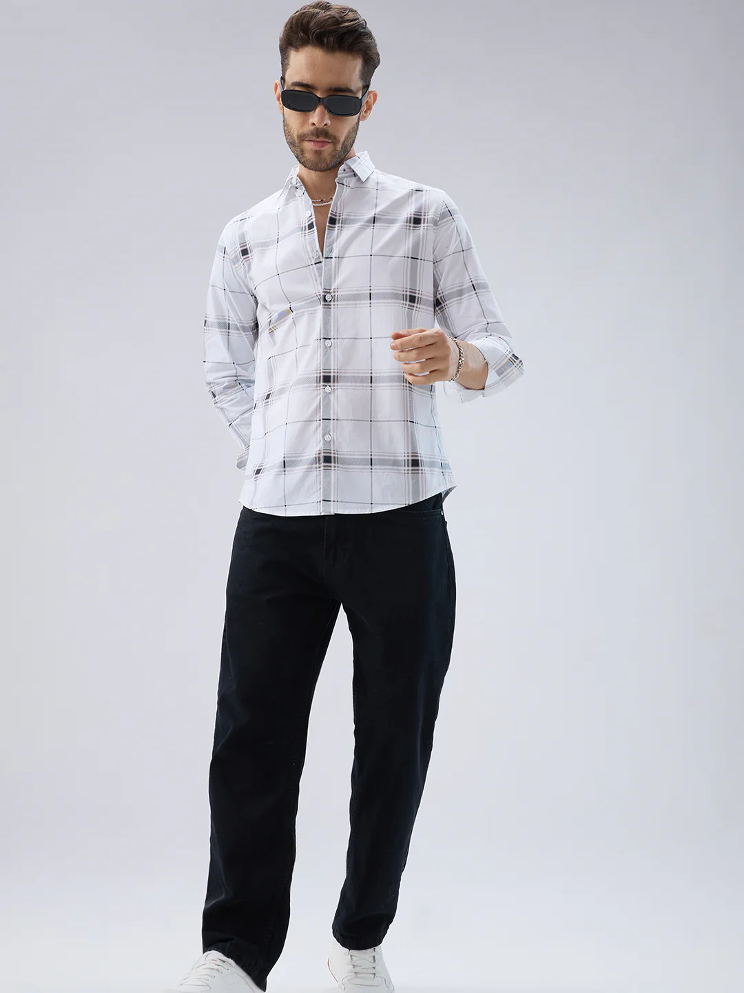 Morning Brew Neutral Checks Shirt - Image 7