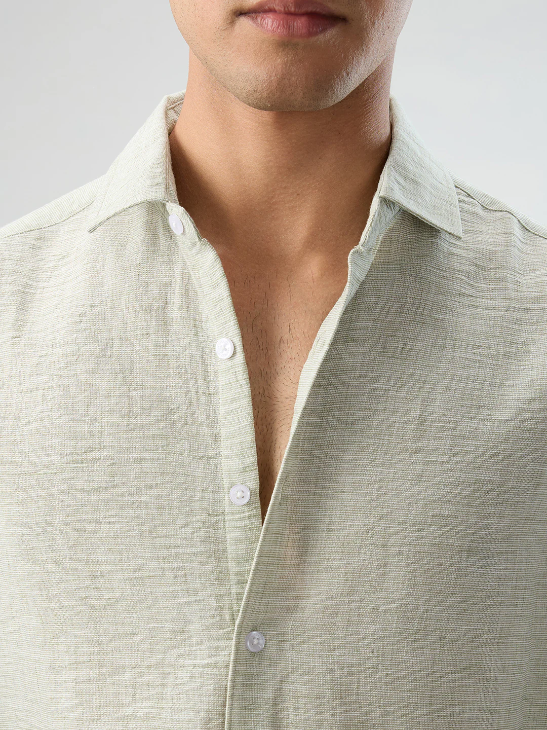 Moss Green Crinkled Textured Shirt - Image 3