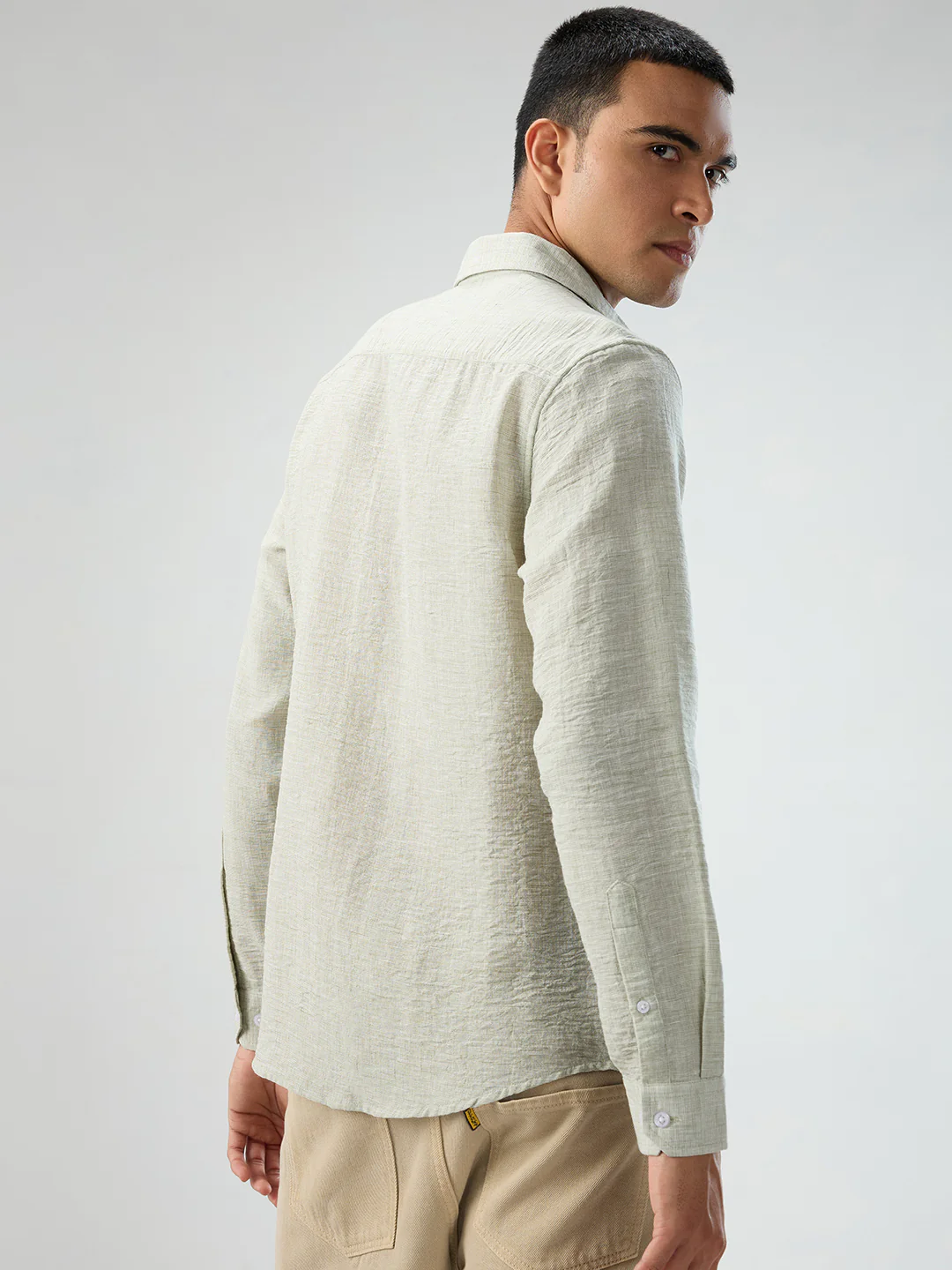 Moss Green Crinkled Textured Shirt - Image 6