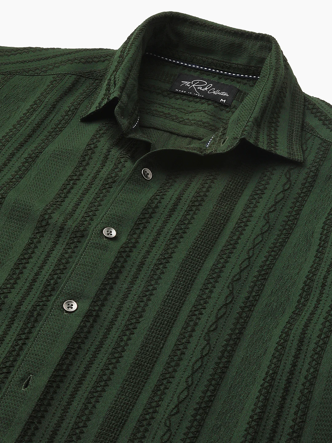 Mughal Green Jacquard Striped Shirt - Image 3