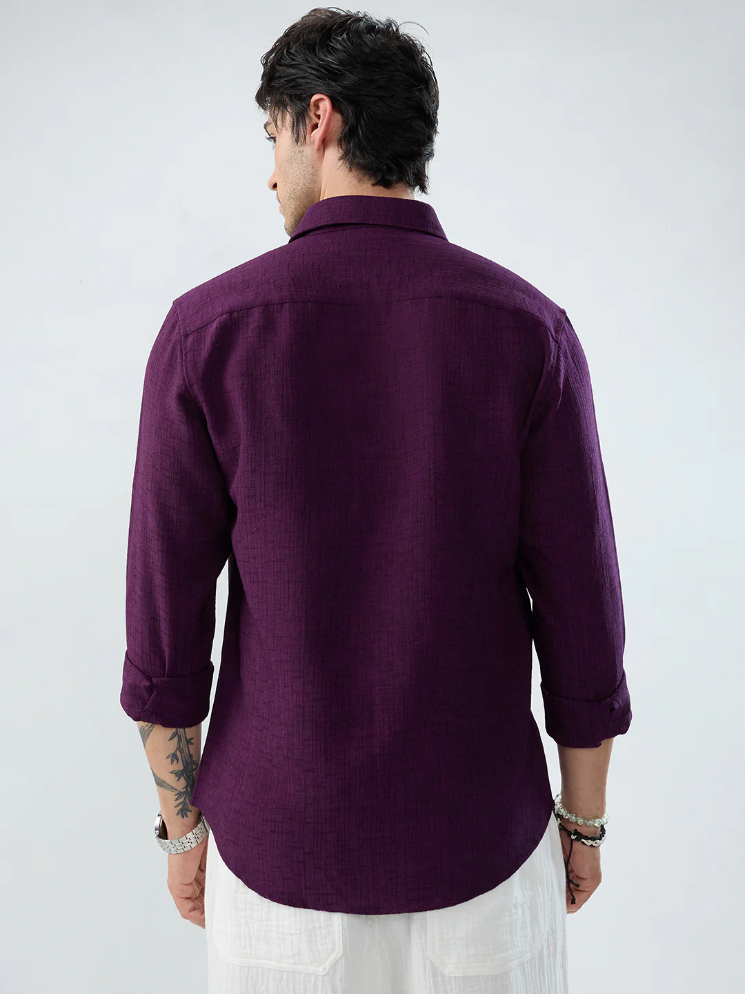 Mulberry Plum Slub Textured Everyday Shirt - Image 6