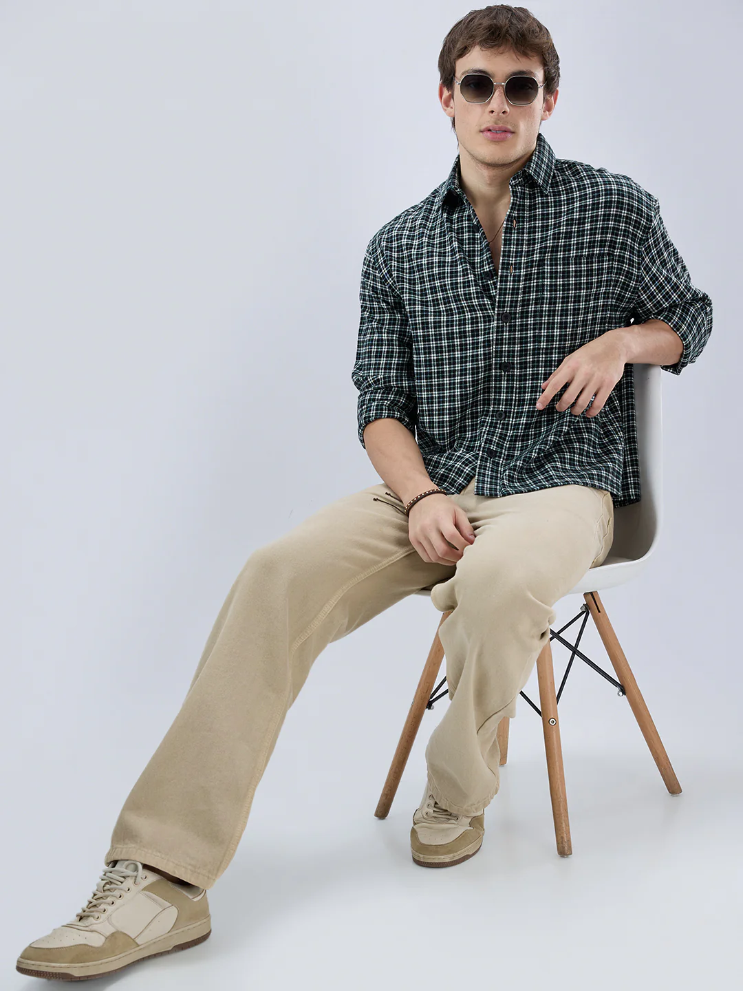 Multi Shepherd’s Check Boxy Fit Crop Flannel Shirt - Image 7