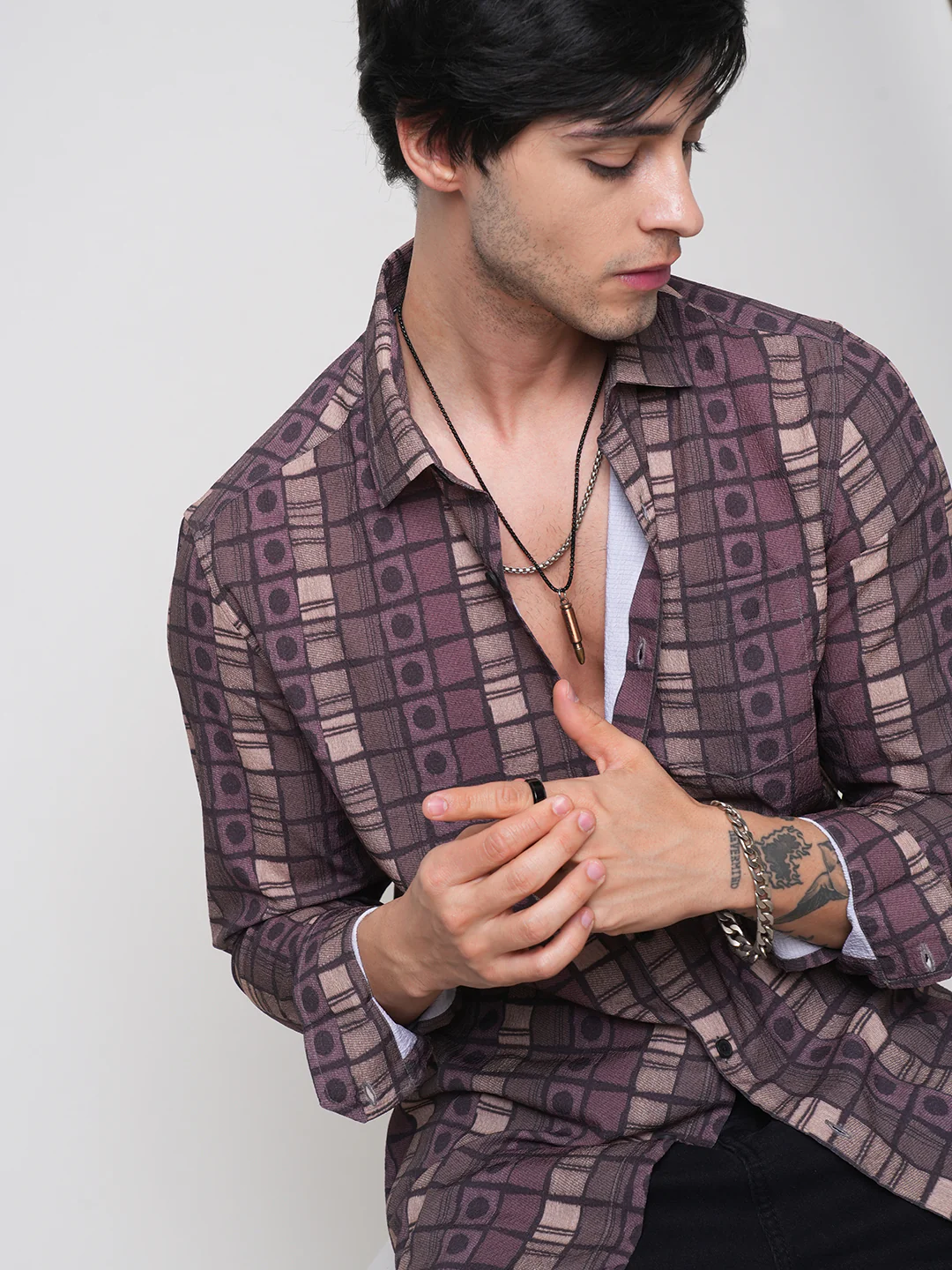 Multicolor Abstract Printed Creased Shirt - Image 2