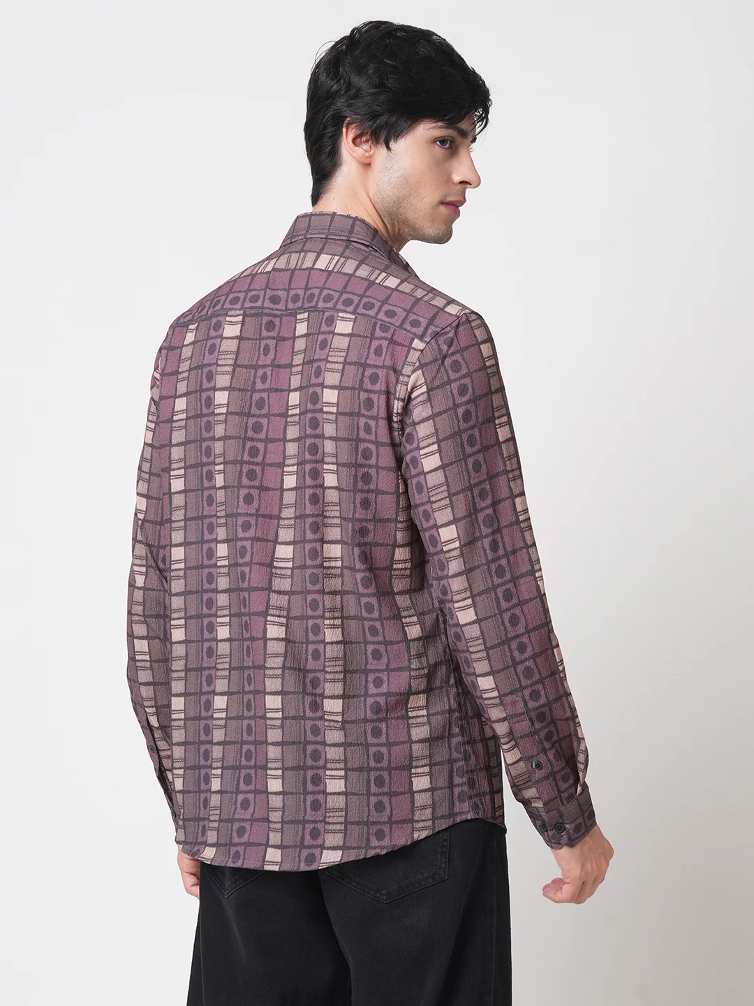 Multicolor Abstract Printed Creased Shirt - Image 5