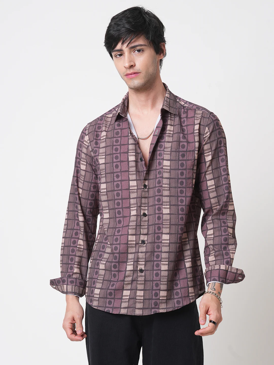Multicolor Abstract Printed Creased Shirt - Image 6