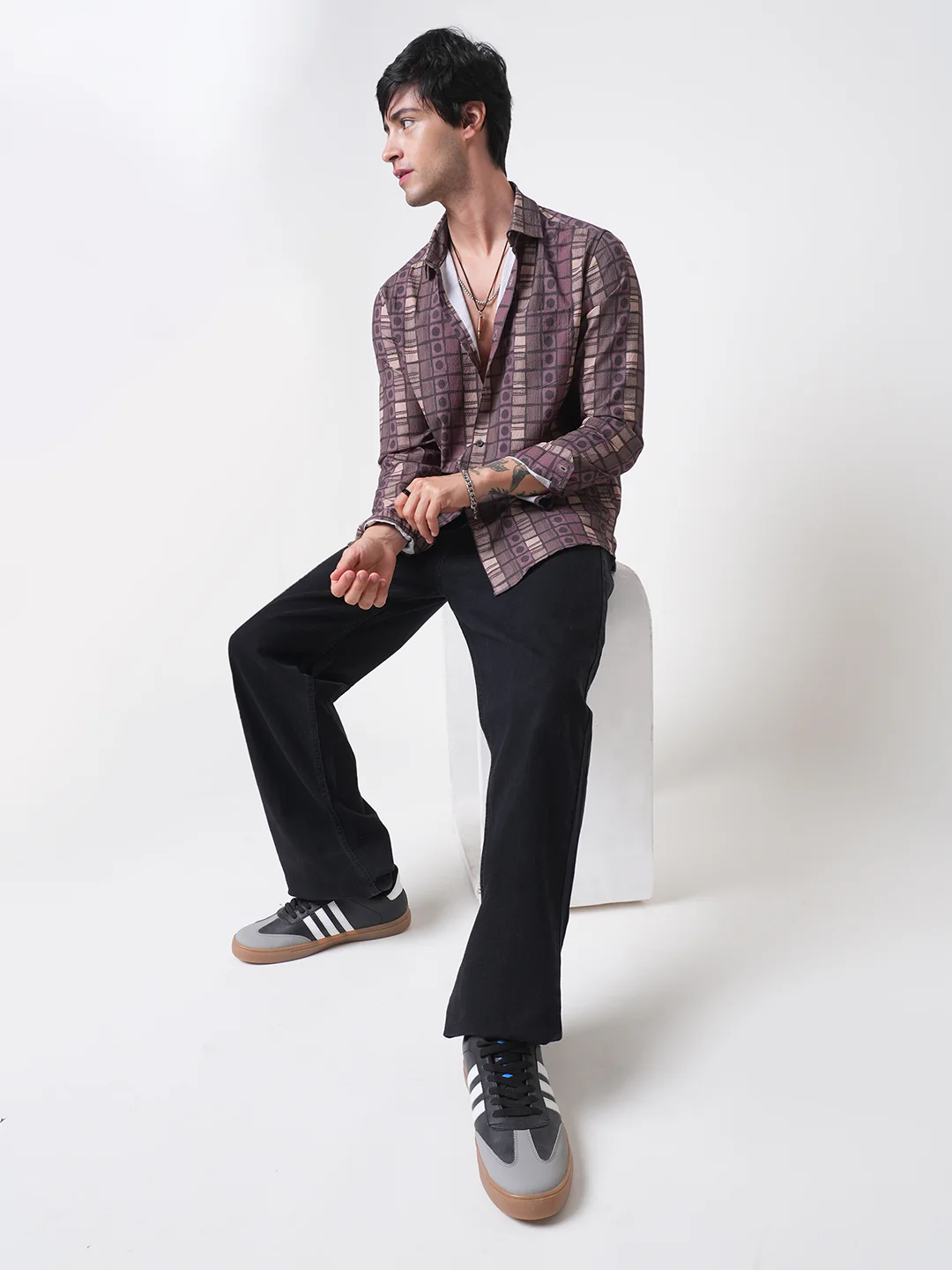 Multicolor Abstract Printed Creased Shirt - Image 8