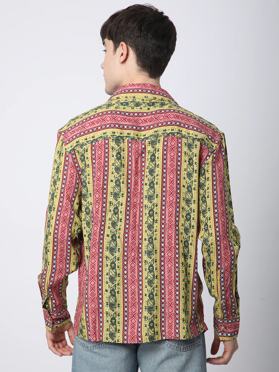 Multicolor Abstract Printed Lapel Collar Oversized Shirt - Image 6