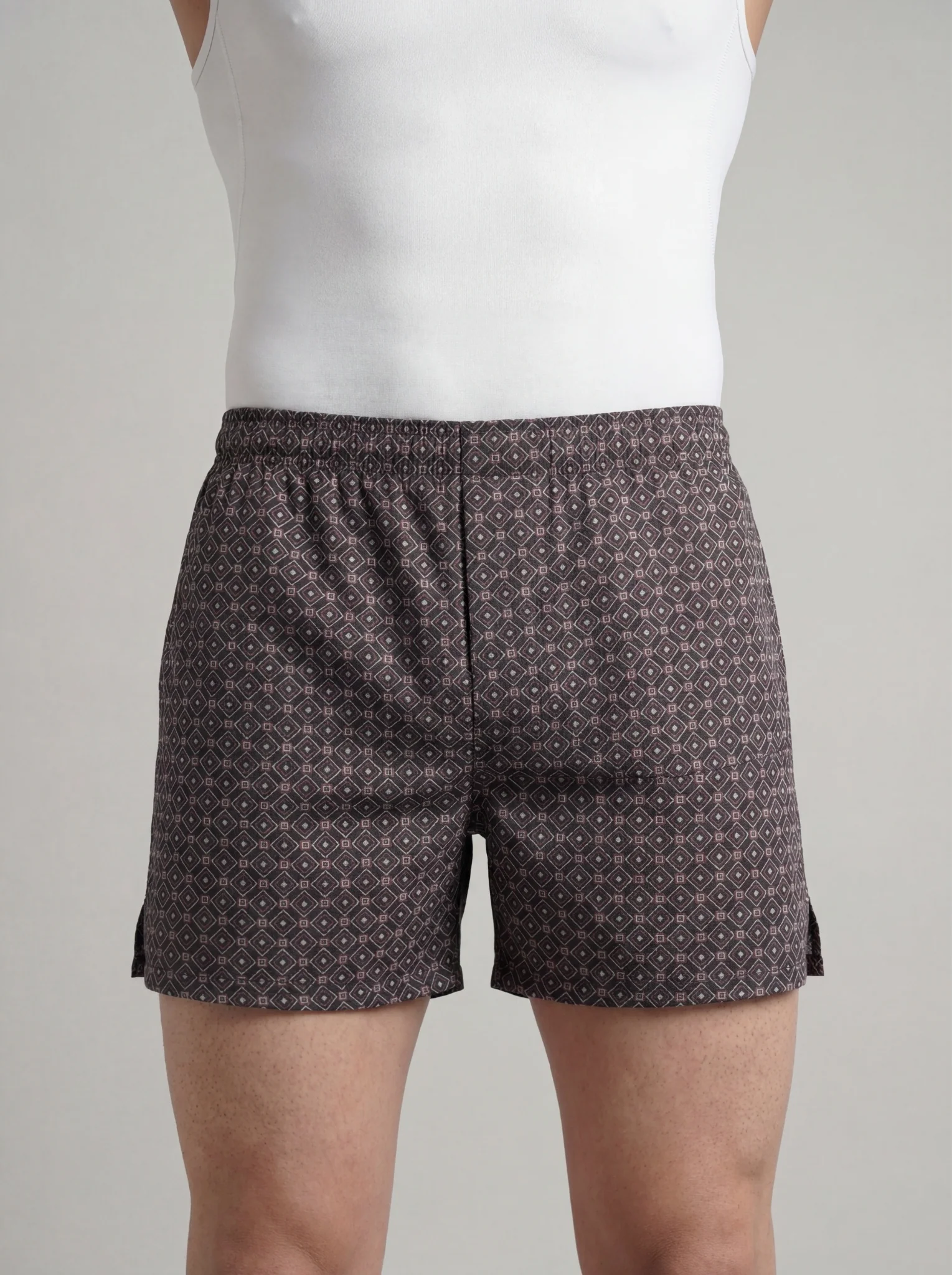 Multicolor Diamond Print & Mist Blue Linear Weave Boxers - Image 3
