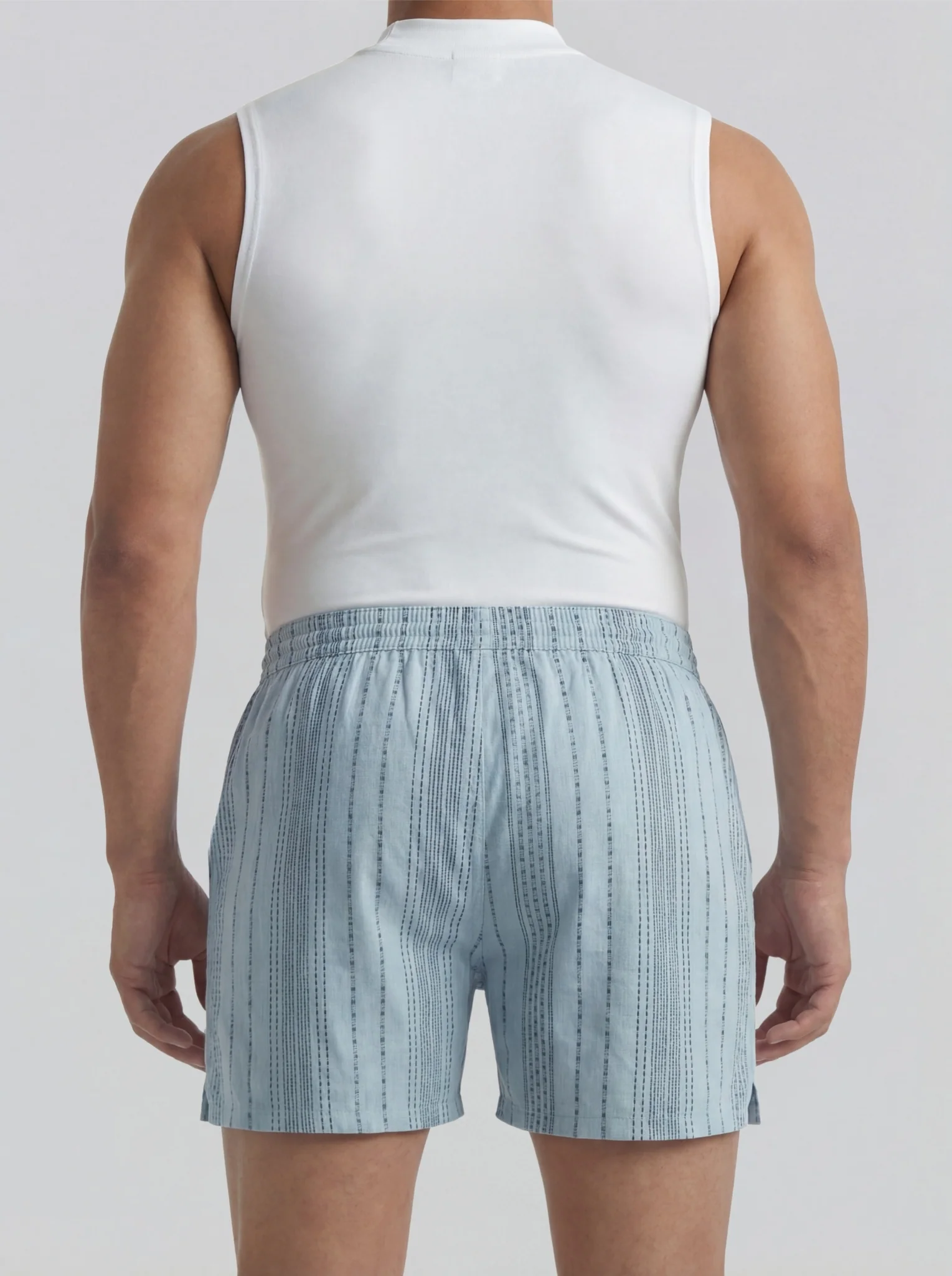 Multicolor Diamond Print & Mist Blue Linear Weave Boxers - Image 6