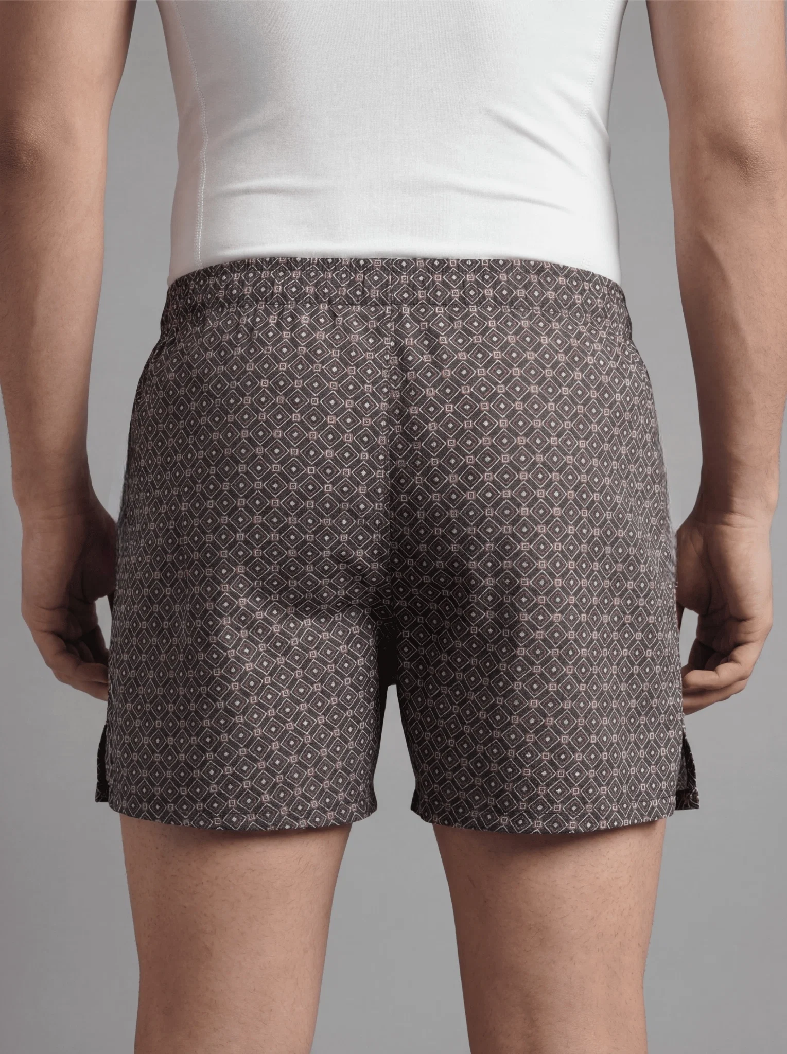 Multicolor Diamond Print & Mist Blue Linear Weave Boxers - Image 7