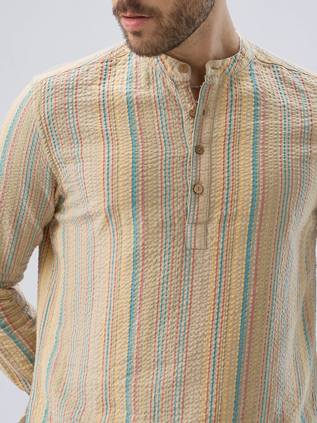 Multicolor Sundown Seersucker Striped Kurta - Image 3