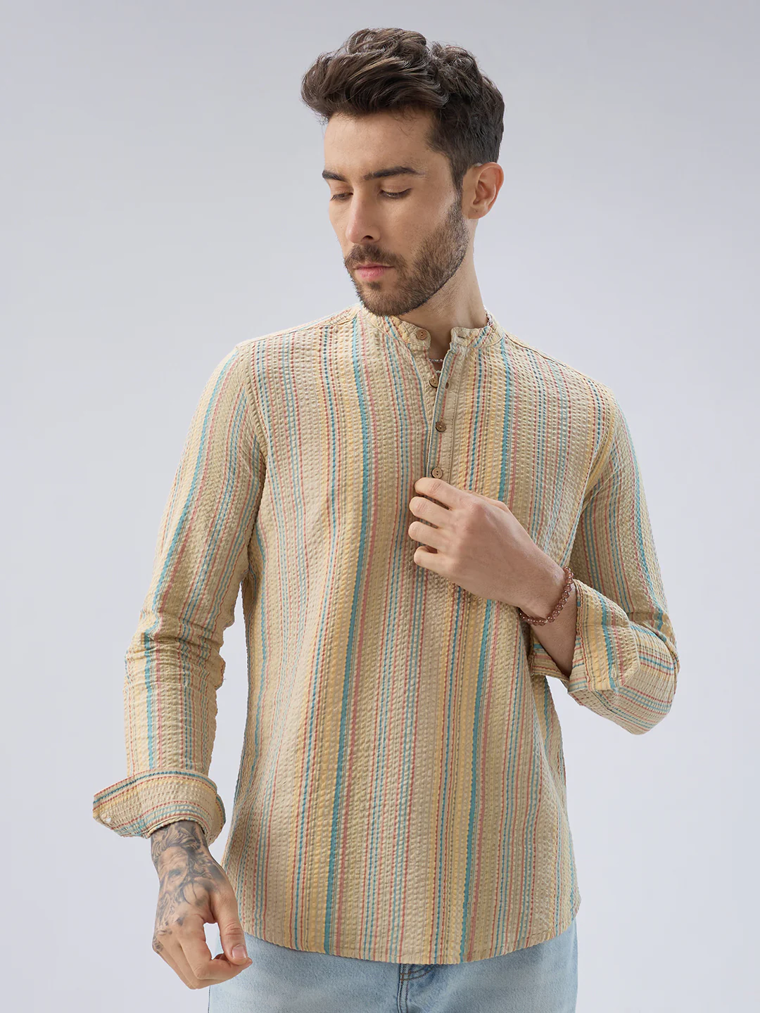 Multicolor Sundown Seersucker Striped Kurta - Image 5