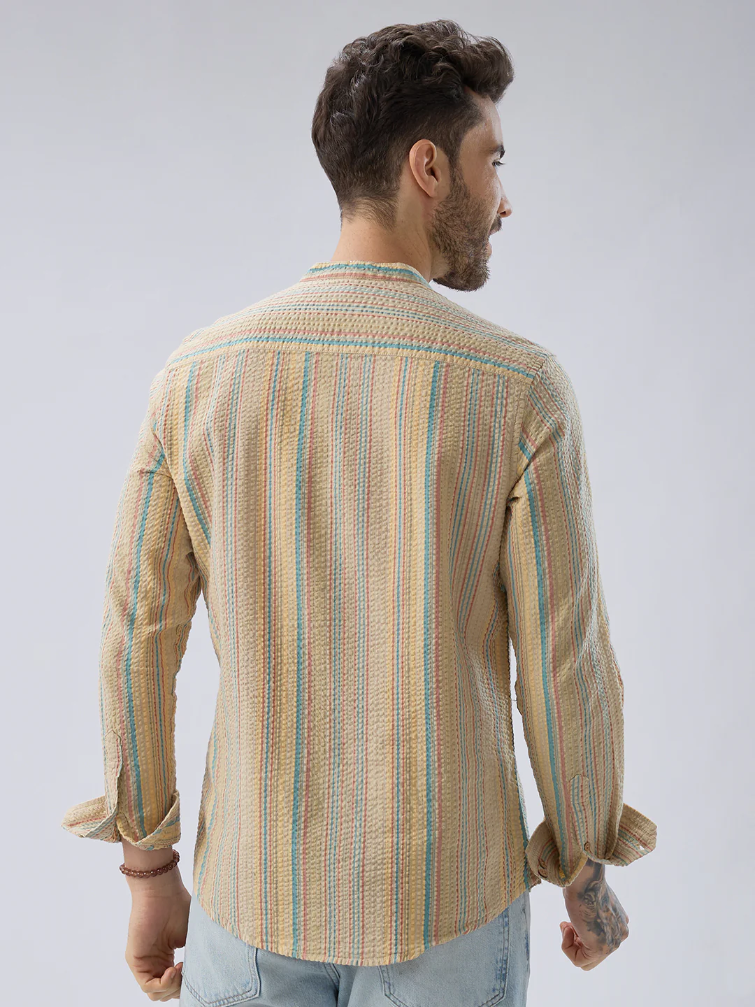 Multicolor Sundown Seersucker Striped Kurta - Image 7