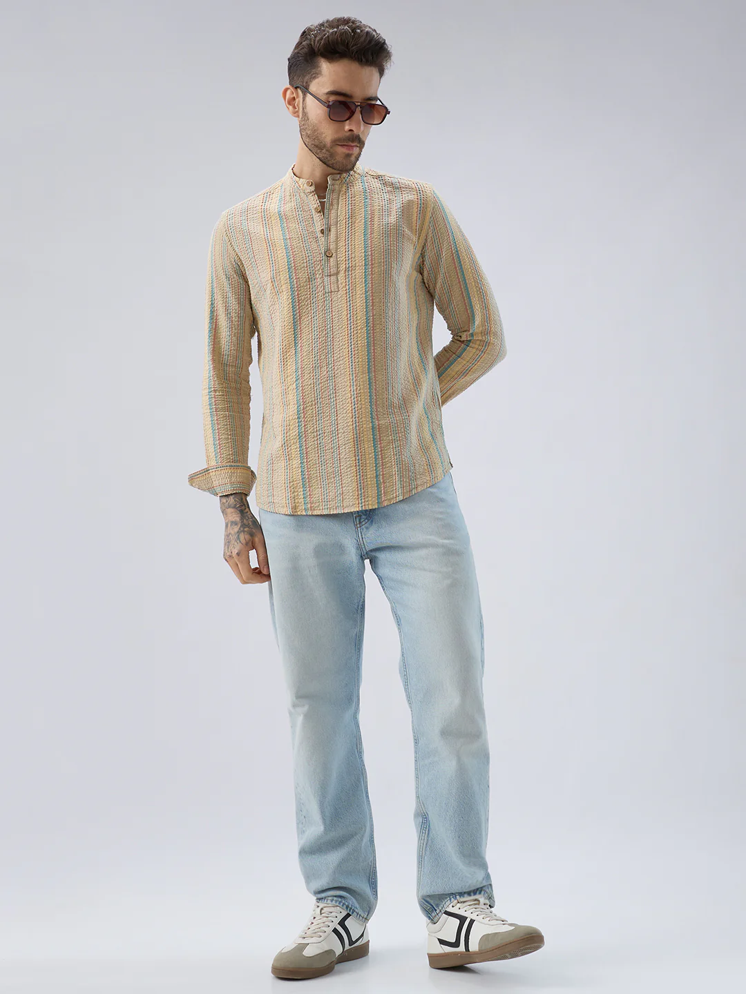 Multicolor Sundown Seersucker Striped Kurta - Image 8