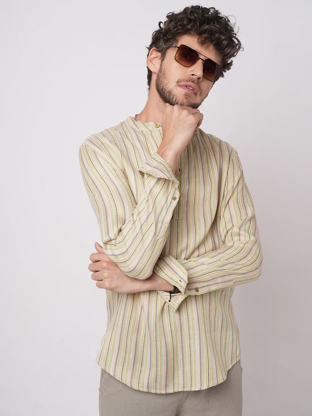 Multicolor Vertical Striped Kurta - Image 2