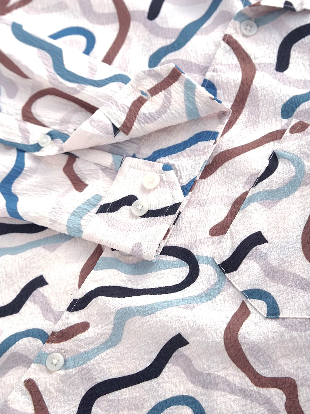 Multicolour Abstract Printed Creased Shirt - Image 3