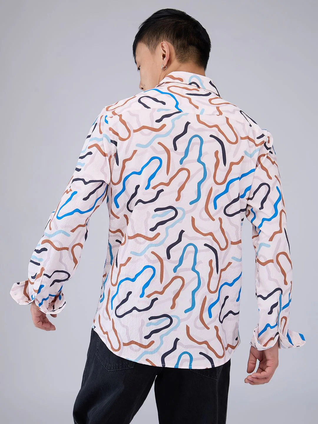 Multicolour Abstract Printed Creased Shirt - Image 7