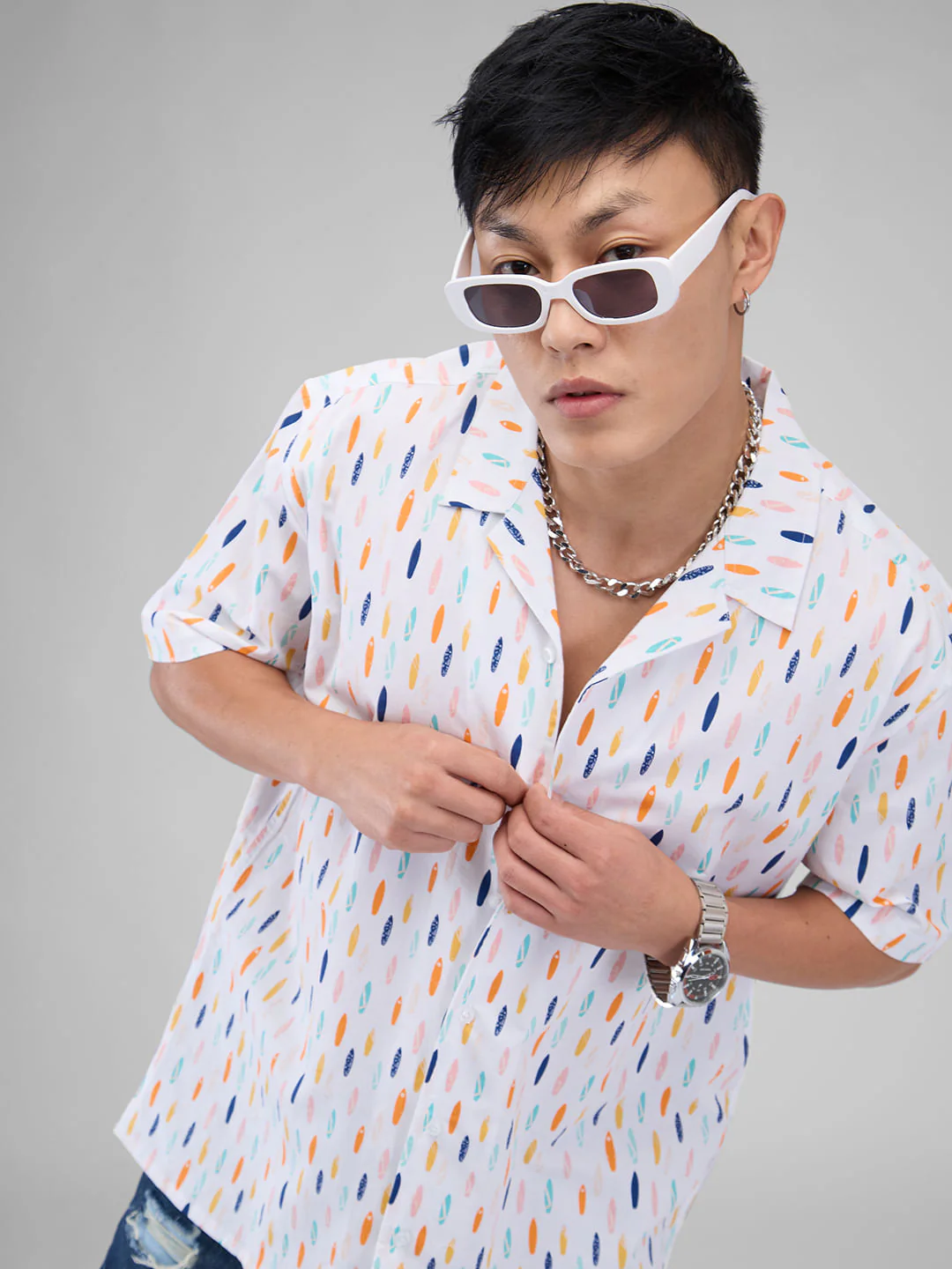 Multicolour Abstract Printed Oversized Shirt - Image 2