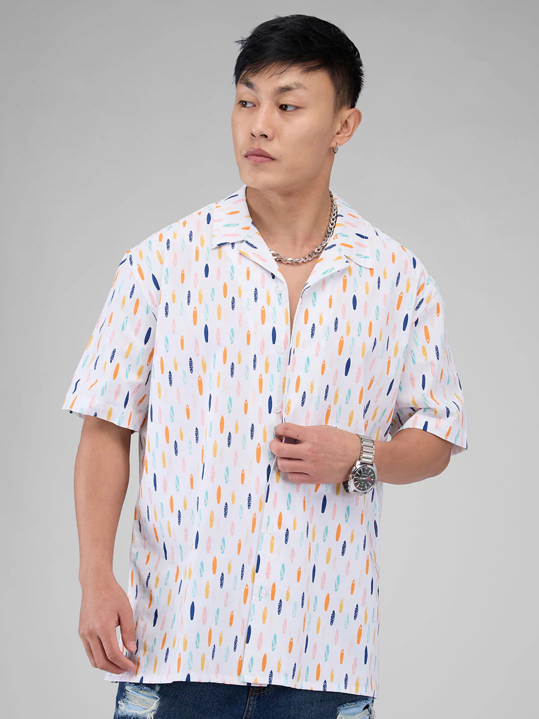 Multicolour Abstract Printed Oversized Shirt - Image 4