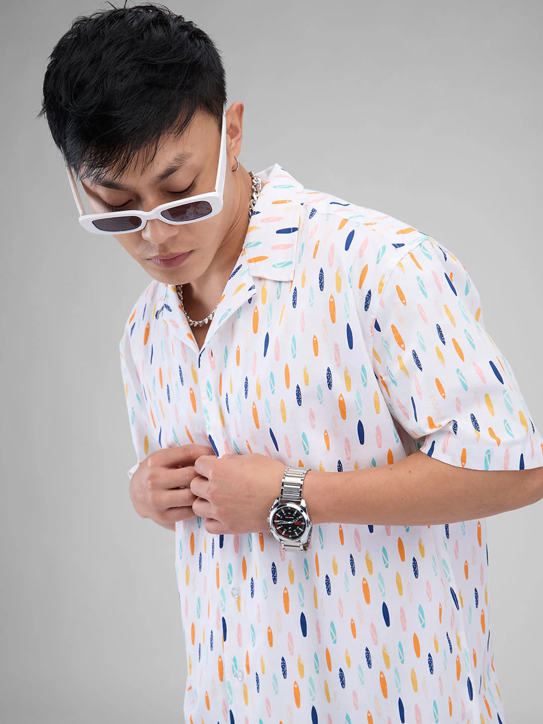 Multicolour Abstract Printed Oversized Shirt - Image 5