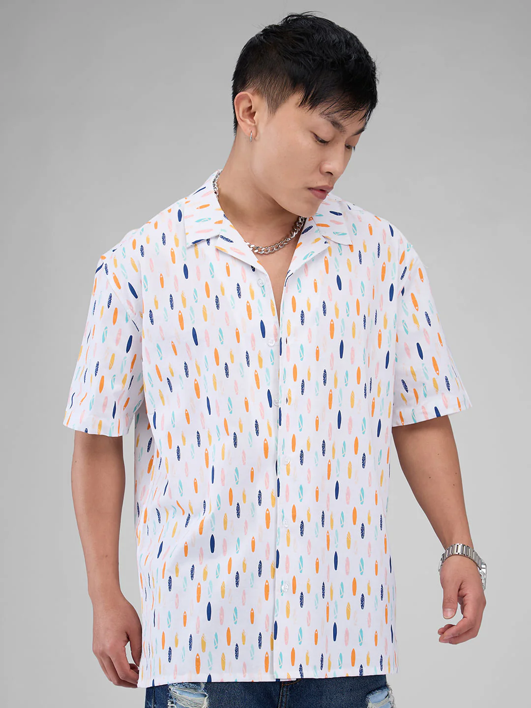 Multicolour Abstract Printed Oversized Shirt - Image 6