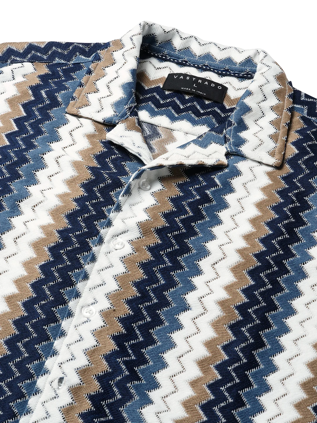 Multicolour Chevron Stripes Crochet Oversized Shirt - Image 4