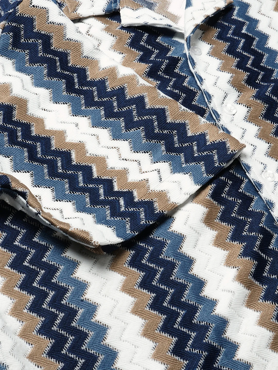 Multicolour Chevron Stripes Crochet Oversized Shirt - Image 8