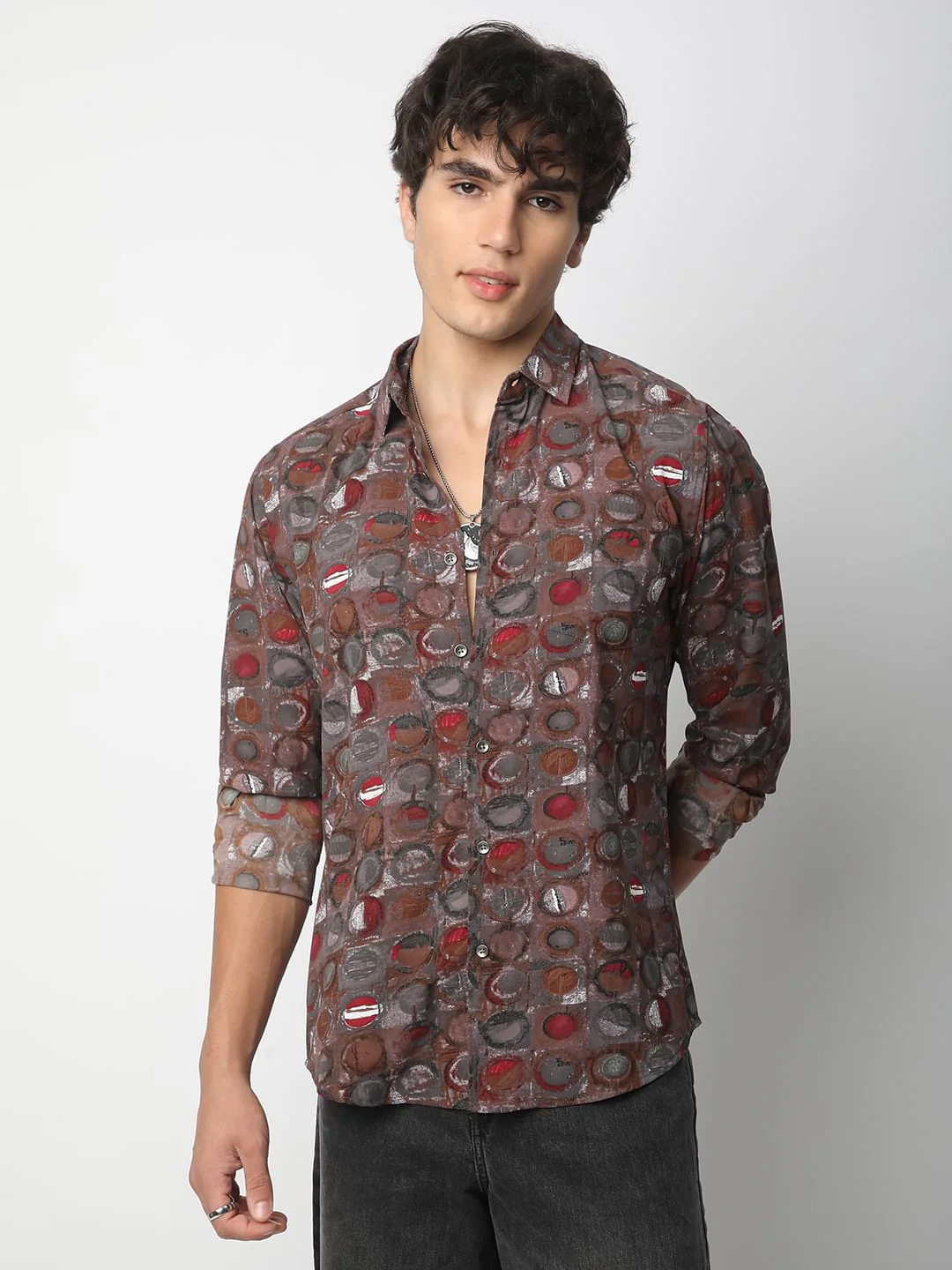 Multicolour Circle Abstract Printed Shirt - Image 5