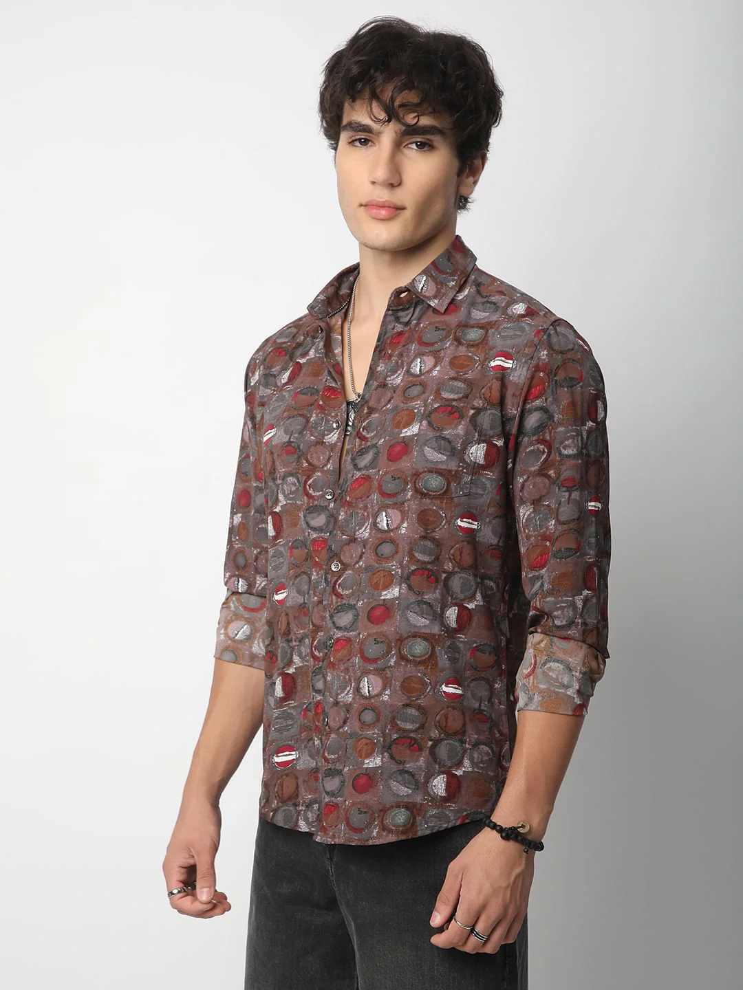 Multicolour Circle Abstract Printed Shirt - Image 6