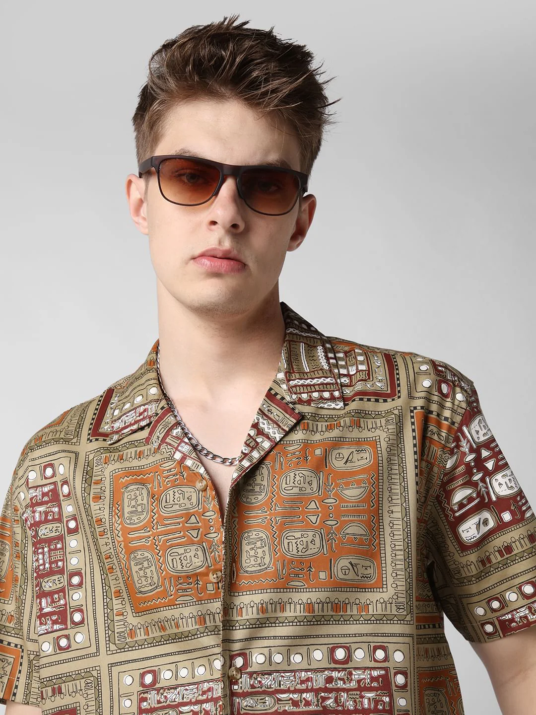 Multicolour Egyptian Printed Oversized Shirt - Image 2