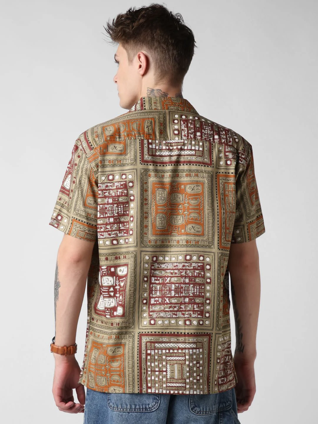 Multicolour Egyptian Printed Oversized Shirt - Image 7