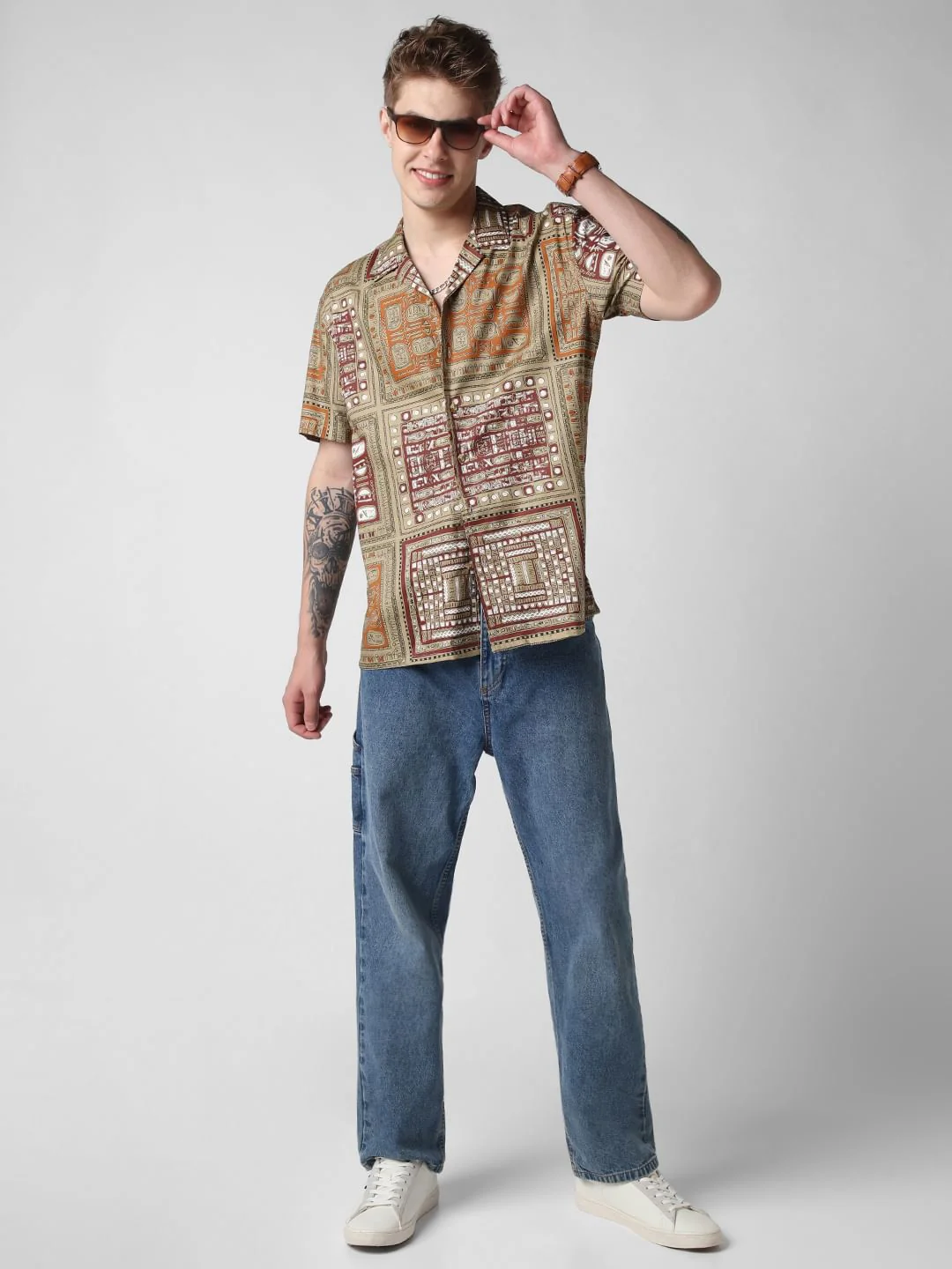 Multicolour Egyptian Printed Oversized Shirt - Image 8