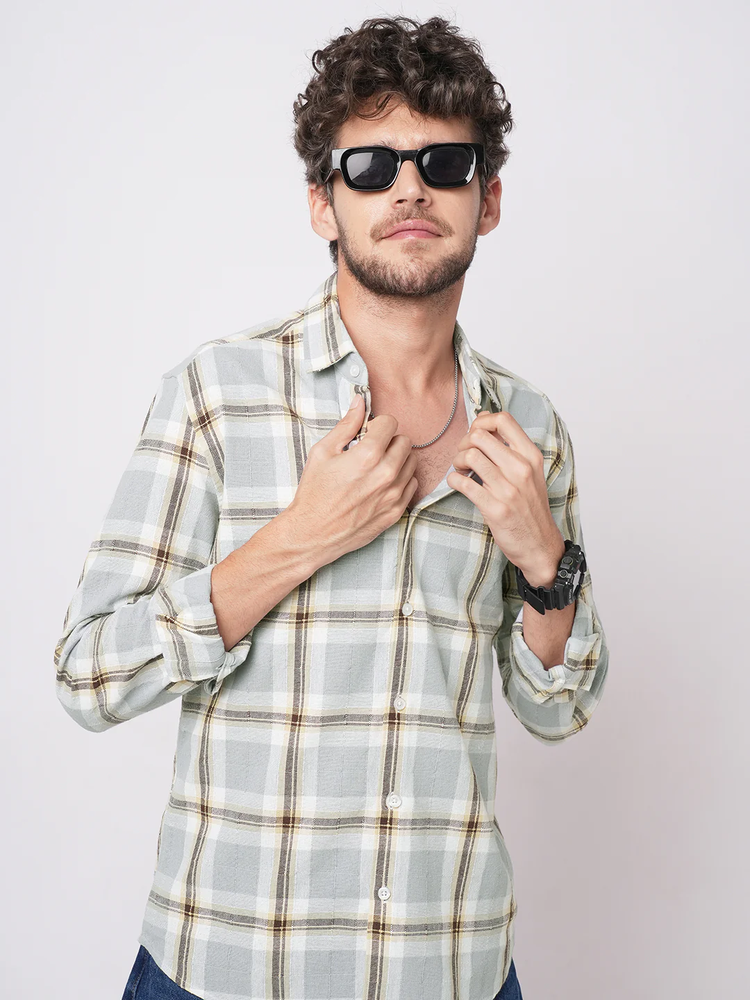 Multicolour Ember Plaid Checks Textured Shirt - Image 2