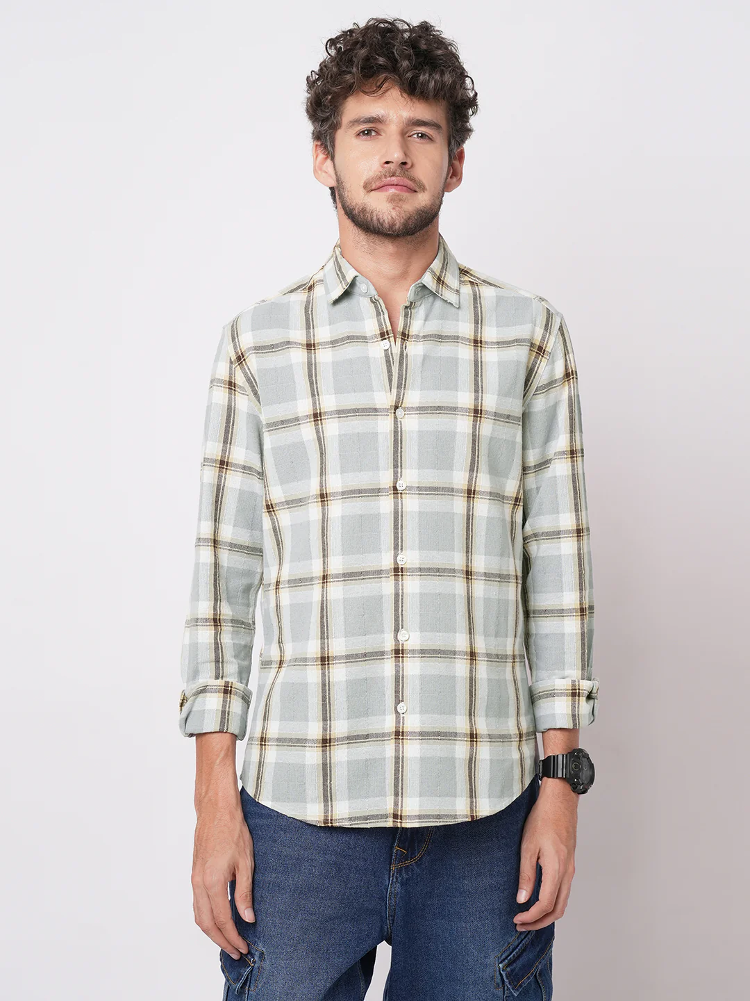 Multicolour Ember Plaid Checks Textured Shirt - Image 4