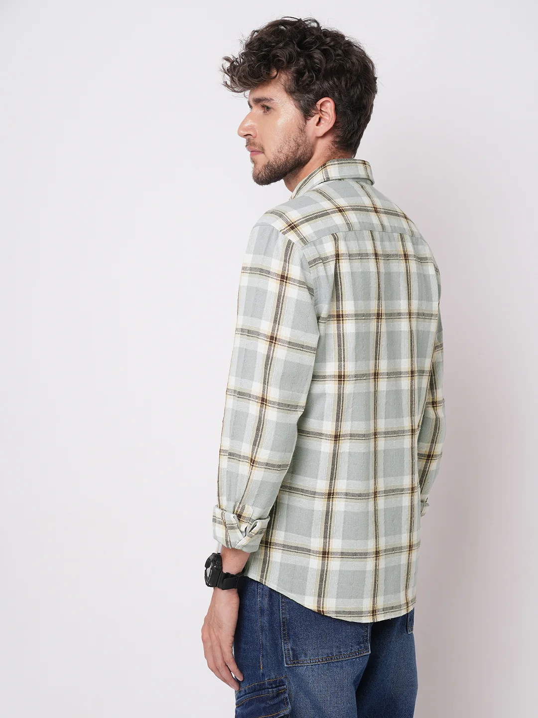 Multicolour Ember Plaid Checks Textured Shirt - Image 6