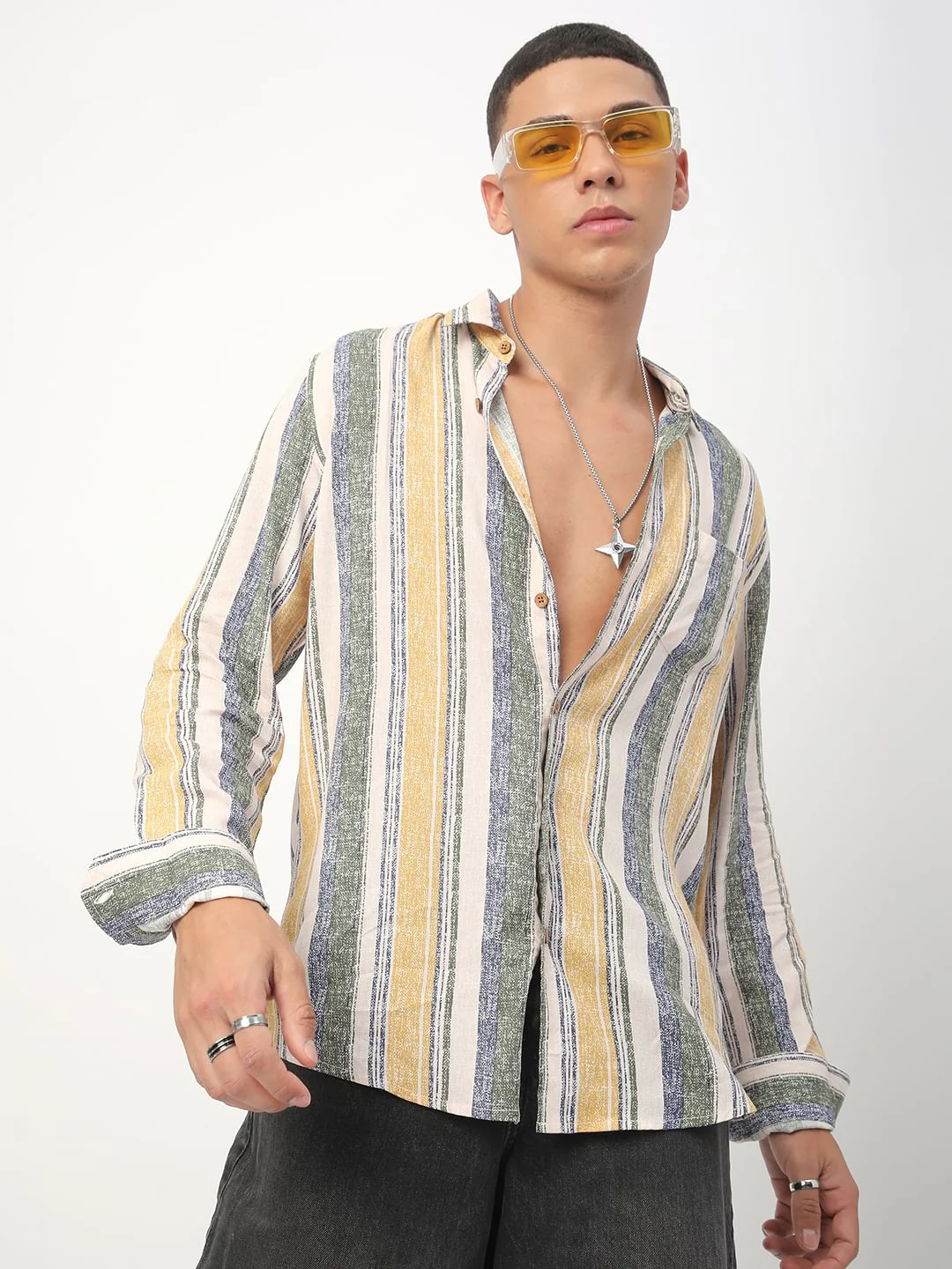 Multicolour Giclée Striped Shirt - Image 4