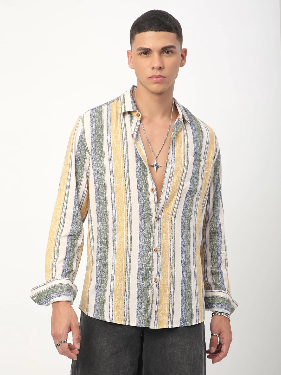 Multicolour Giclée Striped Shirt - Image 5