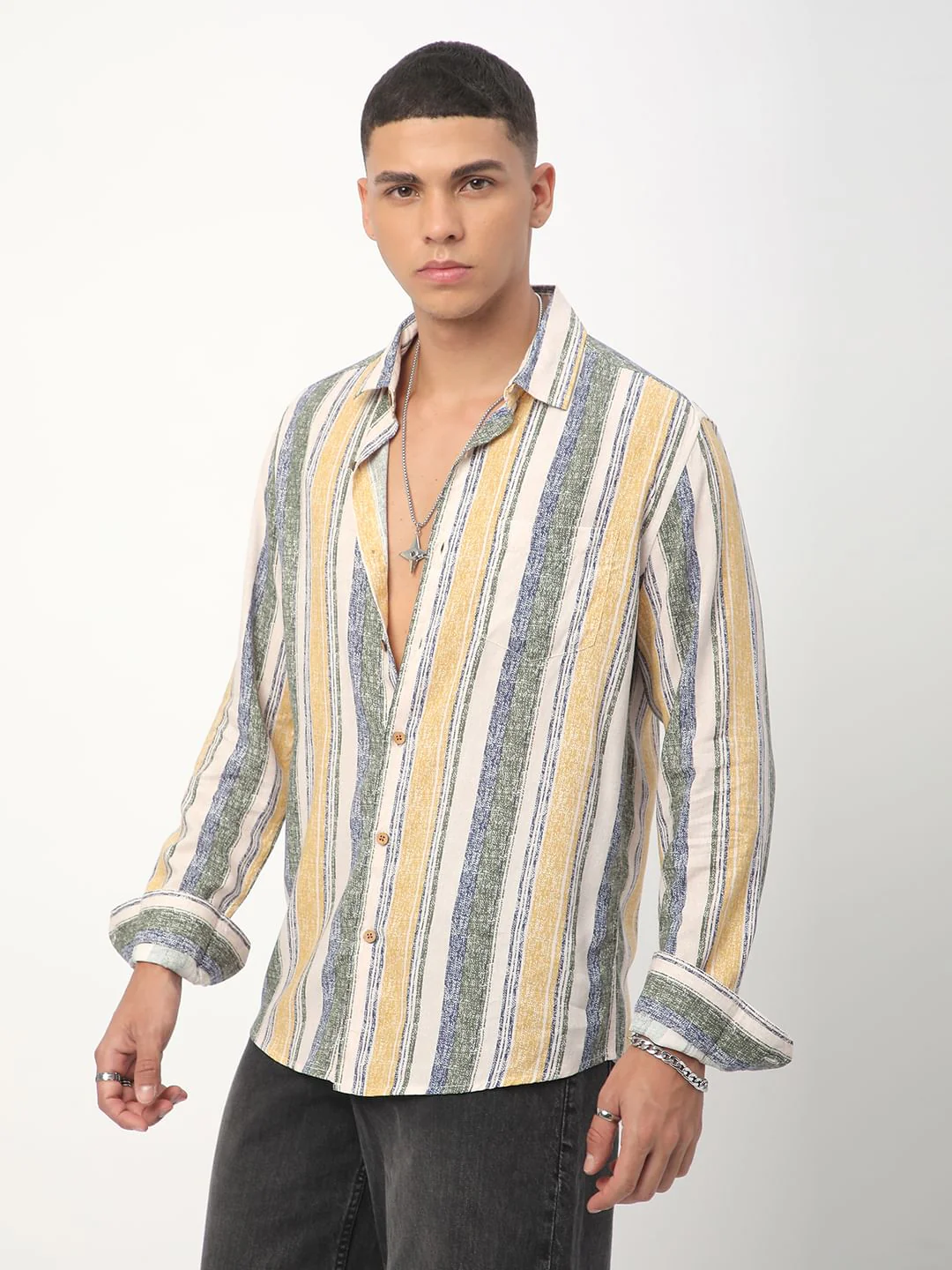 Multicolour Giclée Striped Shirt - Image 6