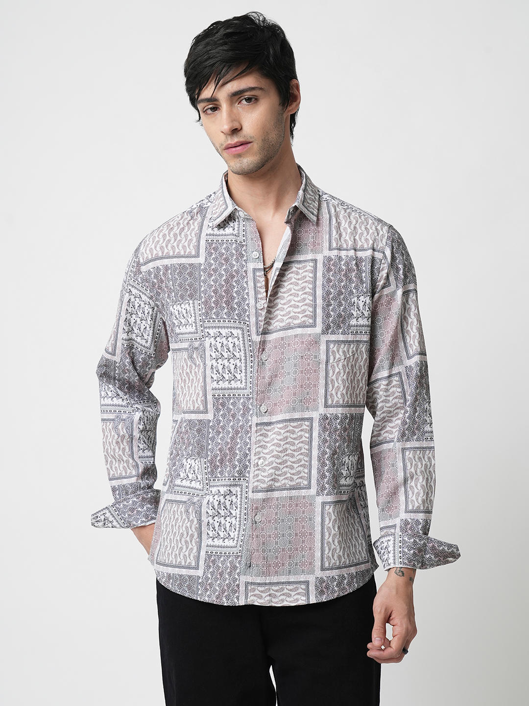 Multicolour Paisley Printed Crushed Shirt - Image 5