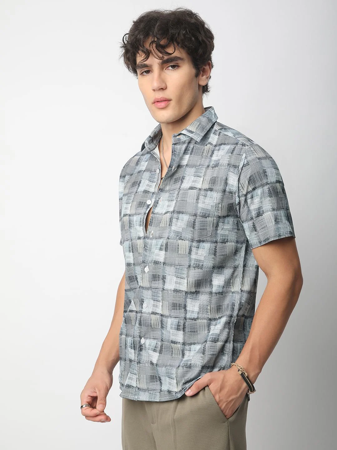 Multicolour Patchwork Textured Shirt - Image 5