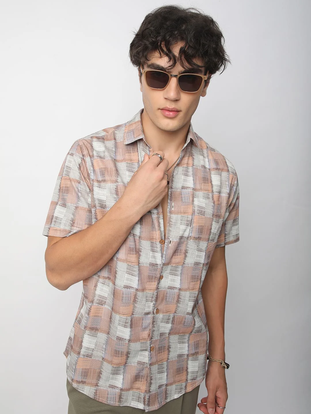Multicolour Patchwork Textured Shirt - Image 2