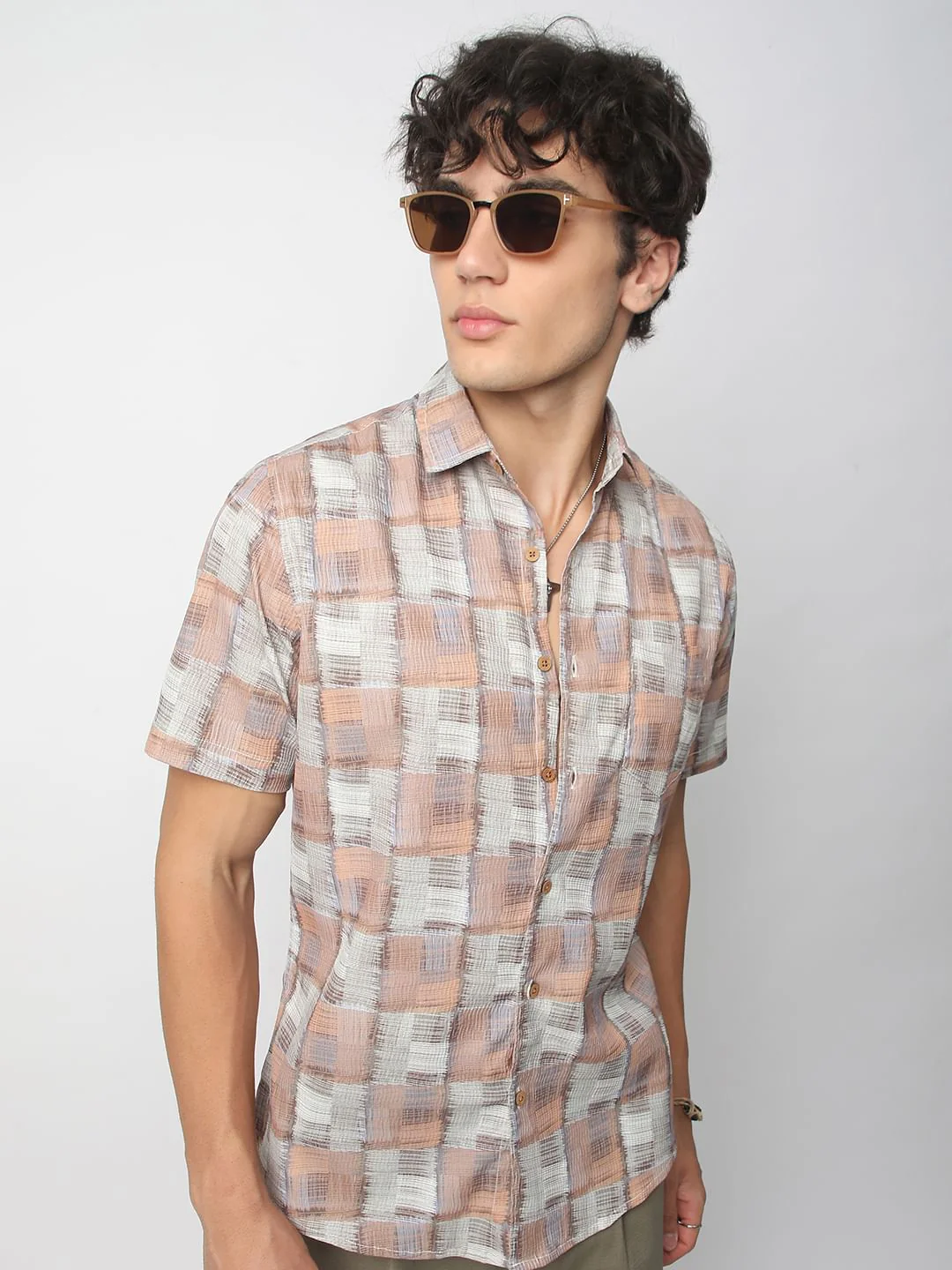 Multicolour Patchwork Textured Shirt - Image 4
