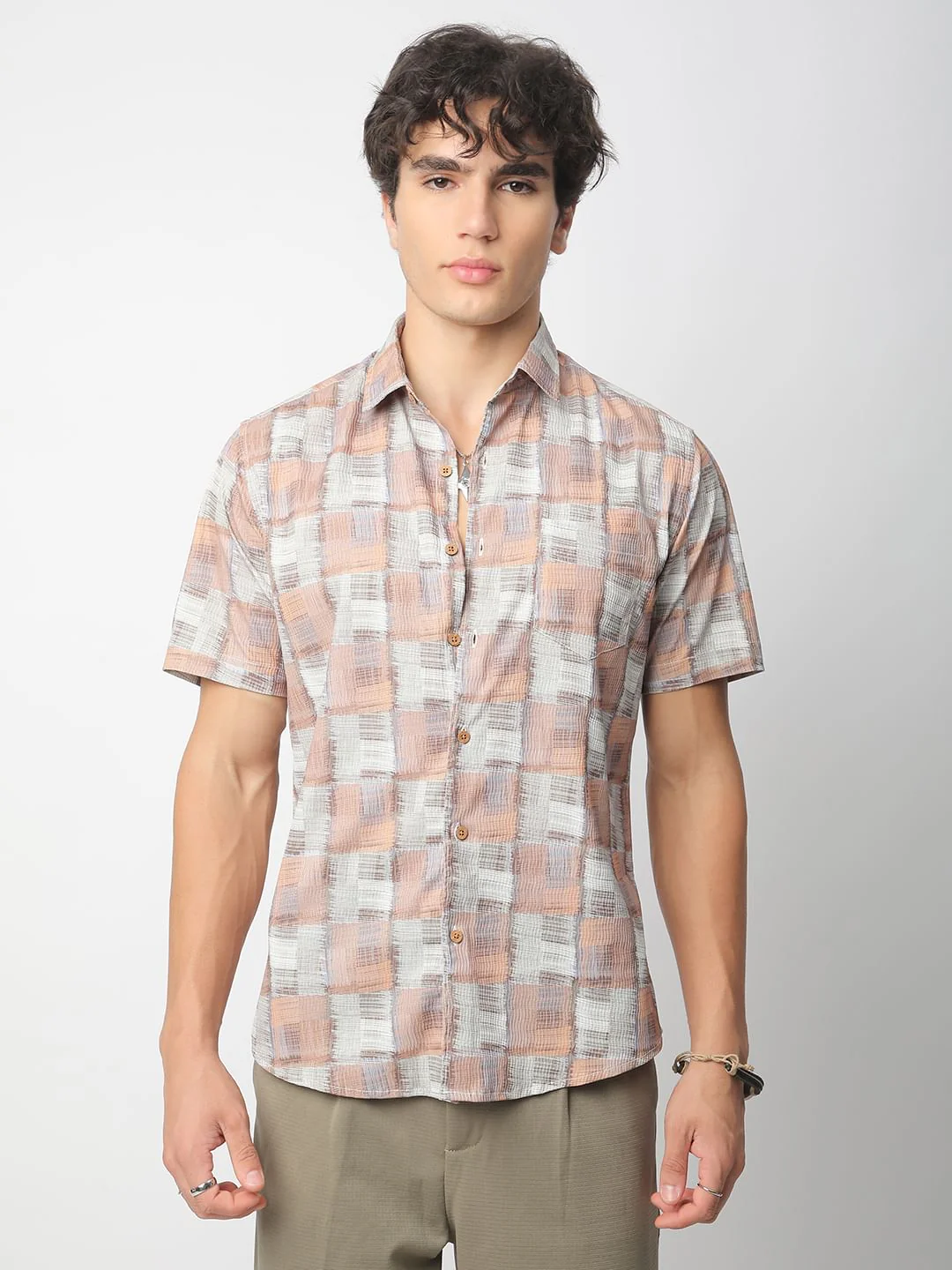 Multicolour Patchwork Textured Shirt - Image 5