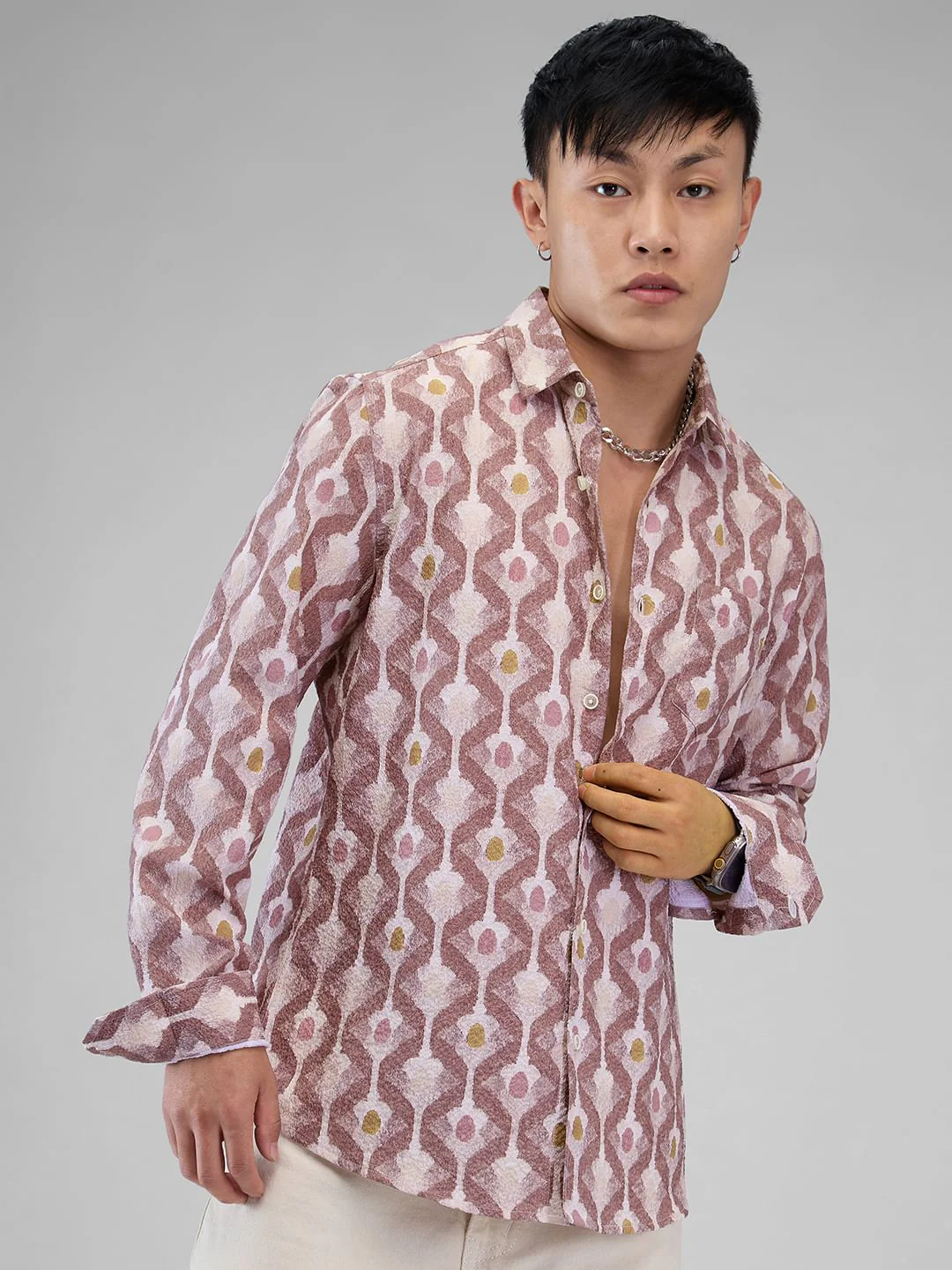 Multicolour Printed Crushed Shirt - Image 4