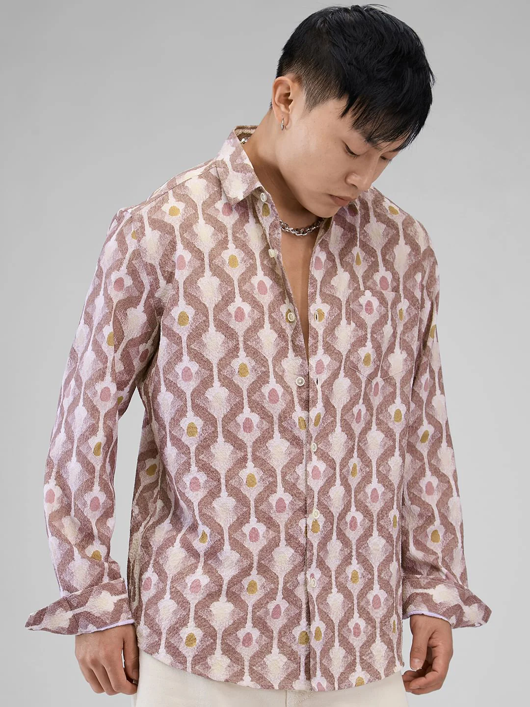 Multicolour Printed Crushed Shirt - Image 5