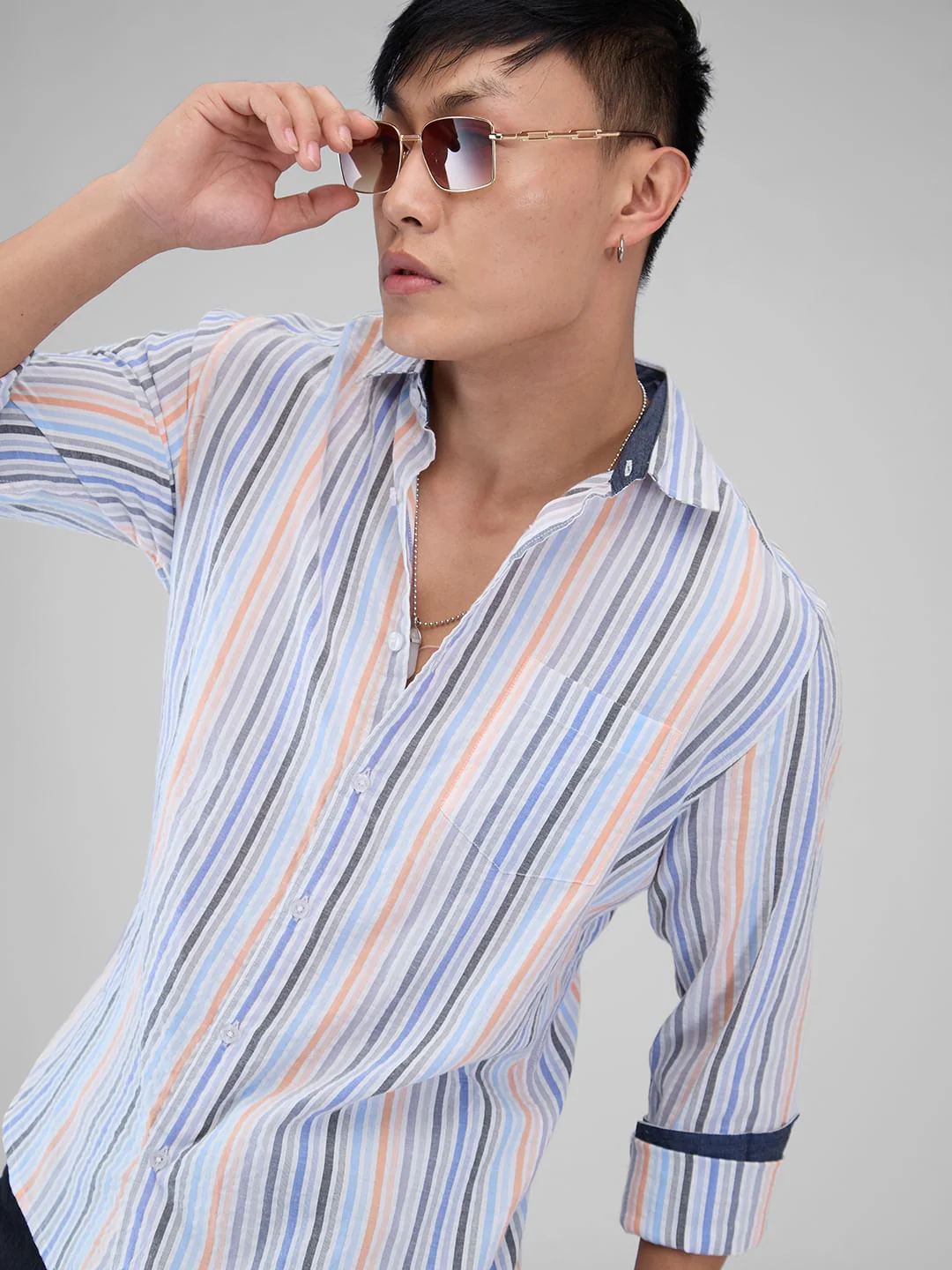 Multicolour Roman Striped Seersucker Shirt - Image 2