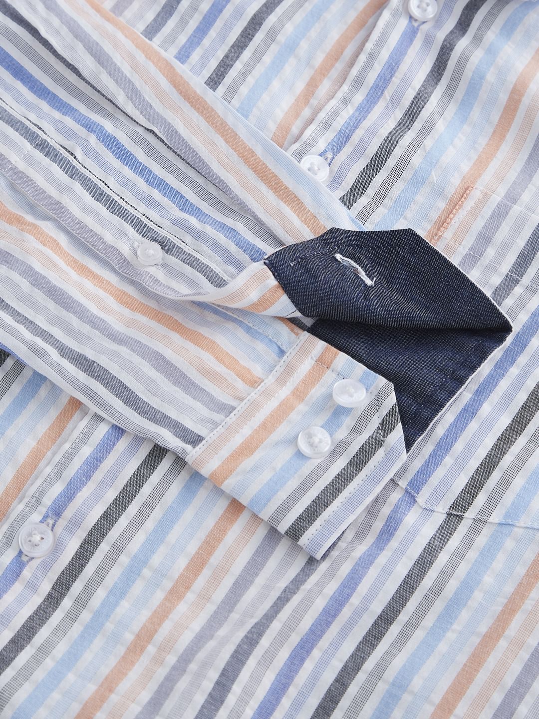 Multicolour Roman Striped Seersucker Shirt - Image 3